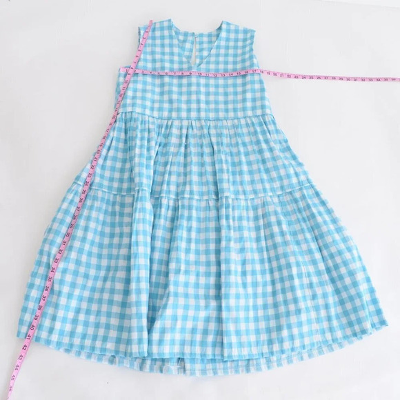 Blue  and White Gingham V-Neck Sleeveless Maxi Dress - Picture 5 of 14